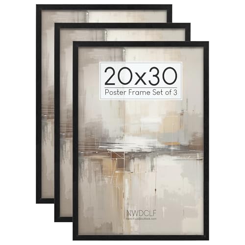 20x30 Poster Frame Black 3 Pack, Scratch-Proof Picture Frames 20 x 30 with HD Plexiglass, Wall Gallery Photo Frames, Horizontal or Vertical Wall Mounting - color: Black, size: 20X30