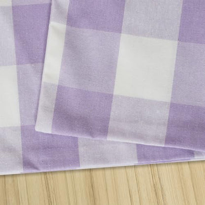 Lilac & White 2 Side Cotton Buffalo Check Placemats Set of 4 Heat Resistant Dining Table Place Mats for Kitchen Table 12 x 18 inches - color: Plaids Lilac & White, size: Rectangular Placemats 12" x 18"