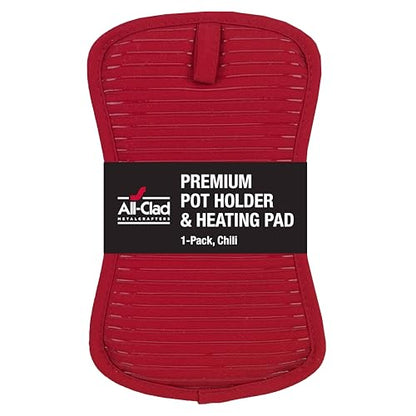 All-Clad Premium Pot Holder & Heating Pad, (1-Pack) Heat Resistant to 500 Degrees, 100% Cotton 10"x6.25" for Kitchen and Barbeque, Chili Red - color: Chili, size: 1 Pack