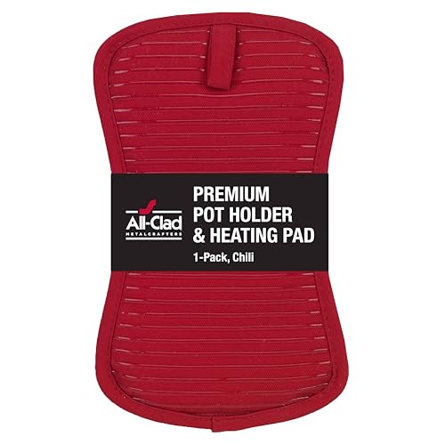 All-Clad Premium Pot Holder & Heating Pad, (1-Pack) Heat Resistant to 500 Degrees, 100% Cotton 10"x6.25" for Kitchen and Barbeque, Chili Red - color: Chili, size: 1 Pack