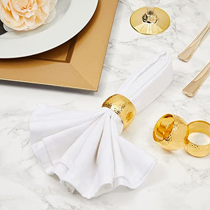 Farmlyn Creek Gold Napkin Rings - Wedding Napkin Rings & Event Decor - Durable Metal Holders - Reusable Cloth Bands - 1.8 x 1.8 in, Zinc Metal, Pack of 12