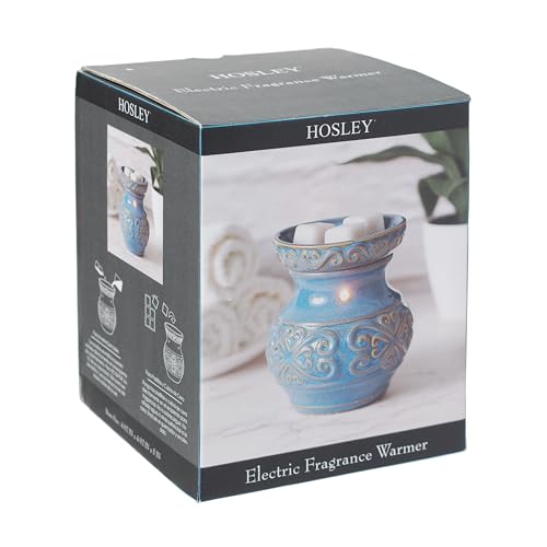Hosley 5 High Blue Ceramic Electric Warmer. Ideal Gift for Wedding Spa Aromatherapy. Use with Wax Melts Cubes and Fragrance Oils. - color: Blue