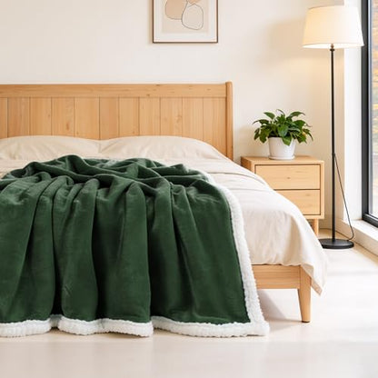 BEAUTEX Sherpa Fleece Throw Blankets Soft Fluffy Flannel Plush Cozy | Fuzzy Green Cuddle Blanket for Couch, Bed, Sofa, Adults (50" x 60", Green) - color: Sagegreen, size: Throw-50"x60"