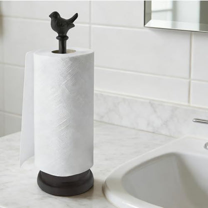 13.05" Black Iron Bird Paper Towel Holder for Toilet | Cast Iron,for Kitchen Paper,for home,for Bathroom,for Work Countertops