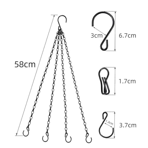 3 Pcs 23 Inch Adjustable Hanging Planter Chains Flower Pot Hanging Basket Chains Metal Chain Plant Hangers Bird Feeder Hanger Chain Potted Flower Hangers with Hooks for Lanterns Ornaments 3 Point - style: 3 point