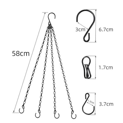 3 Pcs 23 Inch Adjustable Hanging Planter Chains Flower Pot Hanging Basket Chains Metal Chain Plant Hangers Bird Feeder Hanger Chain Potted Flower Hangers with Hooks for Lanterns Ornaments 4 Point - style: 4 point