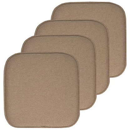 Sweet Home Collection Chair Cushion Memory Foam Pads Honeycomb Pattern Slip Non Skid Rubber Back Rounded Square 16" x 16" Seat Cover, 4 Pack, Charlotte Taupe - color: Charlotte Taupe, size: 4 Pack