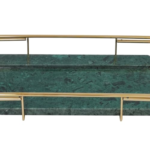 Expandable Stainless Steel Bathtub Caddy Tray, Adjustable Over Tub Rack Marble Board Anti-Slip Groove Raised Guardrail Modern Bath Organizer for Home Hotel Bathroom Use (Gold + Green) - color: Gold + Green