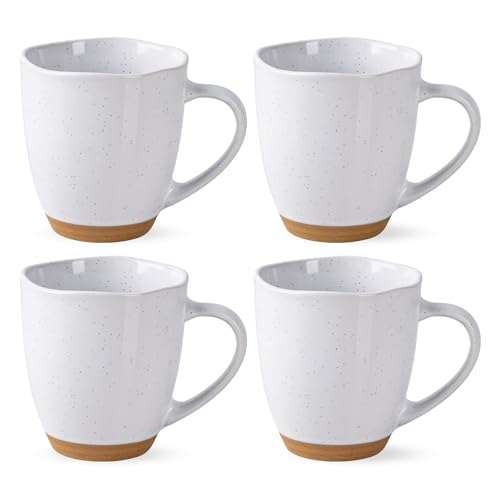 AmorArc 12oz Coffee Mugs, Ceramic Coffee Mugs set of 4 for Man, Woman, Dad, Mom, Modern Coffee Cups with handle for Latte/Cappuccino/Milk/Cocoa. Dishwasher&Microwave Safe, White - color: White, size: Set of 4