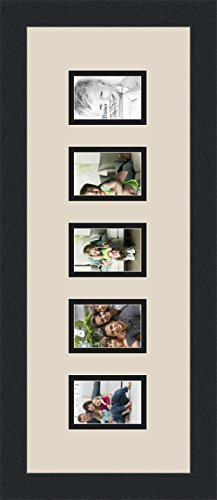 ArtToFrames Collage Photo Frame Double Mat with 5-2.5x3.5 Openings and Satin Black Frame - color: Seaside, size: 2.5x3.5