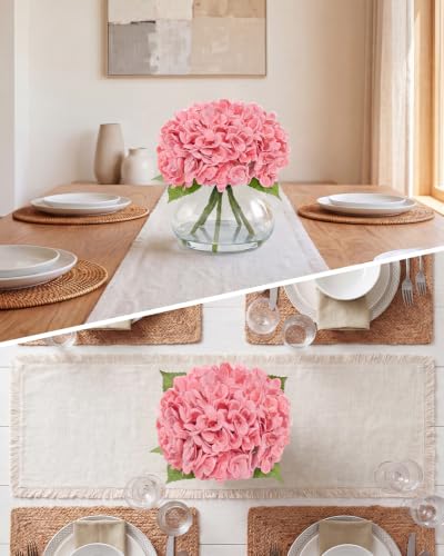 Hydrangea Artificial Flowers with Vase, Real Touch Latex, Pink | Lifelike Faux Water, Nearly Natural Leaves, Durable & Fade-Resistant, Home Office Table Centerpiece Decor - color: Pink