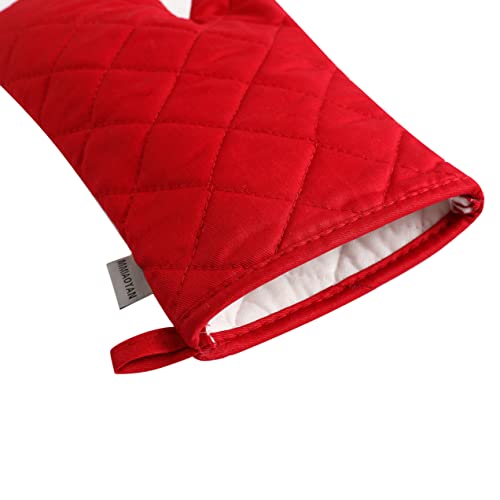 Oven Mitts and Pot Holders 4 pcs Set,High Heat Resistant 500 Degree Extra Thicken Long Kitchen Cotton Oven Glove for Cooking (12 Inch,Red) - color: Cotton-red