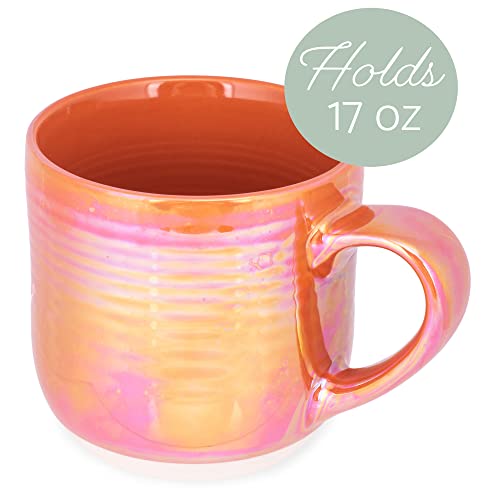 Elanze Designs Glossy Reactive Glaze Large 17 Fluid Ounce Everyday Kitchen Food Grade Ceramic Stoneware Coffee Mug Cup with Comfort Curved Handles, Set of 4, Burnt Orange - color: Burnt Orange