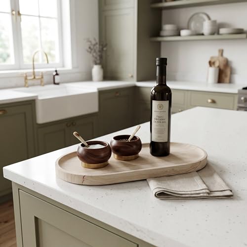 YKAJO Wooden Vein Beige Oval Marble Tray, 11.8x5.9 Perfume Organizer Dish | Honed natural stone; jewelry & trinket dish, ring & key holder, soap & candle catchall; bath counter, dresser, coffee table - color: Wooden Vein Beige, size: 11.8" x 5.9" x 0.6"