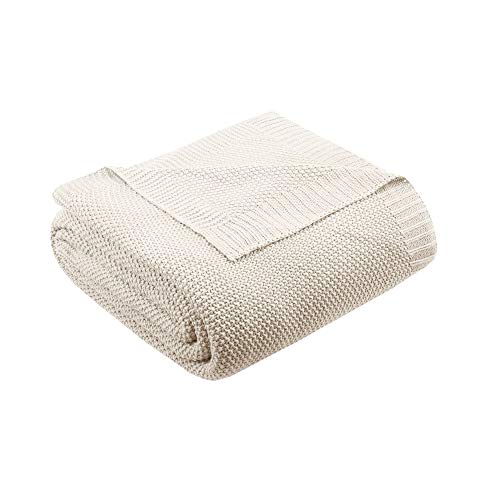 INK+IVY Bree Knit All Season Blanket for Summer, Full/Queen, Ivory | Ultra Soft, Acrylic, Breathable Fabric for Bed or Couch, Lightweight, OEKO-TEX Certified - color: Ivory, size: Full/Queen (90 in x 90 in)