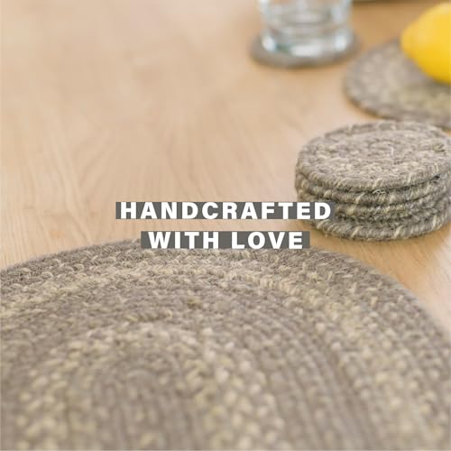 Homespice Grey Cloud Jute Braided Placemats, Rect 13x19 Set of 6 | Grey Protects Tabletop in Style and Everyday and Holiday Table Mats, Rich Colors, Reversible, Durable and Easy to Clean - color: Grey Cloud