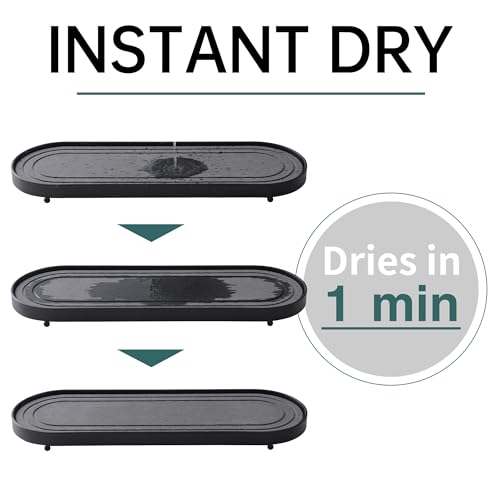 Water Absorbing Stone Tray, Fast Drying Sink Tray,Tray Coasters(Black) | Fast Drying Diatomite Stone Sink Tray Coasters, sink organizer,bathroom counter tray,tray Hand Soap Dish & Holders - color: Black