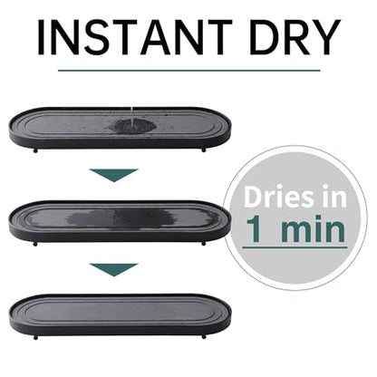 Water Absorbing Stone Tray, Fast Drying Sink Tray,Tray Coasters(Black) | Fast Drying Diatomite Stone Sink Tray Coasters, sink organizer,bathroom counter tray,tray Hand Soap Dish & Holders - color: Black