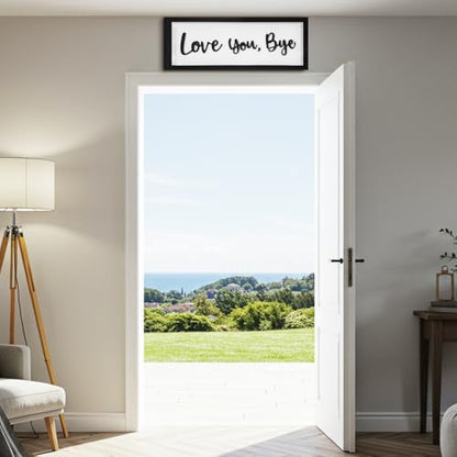 Ripeng 3D Love You Bye Sign Wooden Entryway Hallway Decor, Above Door Modern Boho Plaque Bible Verse Christian Wall Art Decor for Family Living Room Bedroom, 15.7" x 5.9" - style: Love You Bye