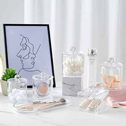 SheeChung Acrylic Vanity Tray, 2 Pack, Clear, 9.65 in x 4.5 in x 0.79 in, Catchall Tray, Countertop Sink Tray Dispenser, Sturdy Holder for Cabinet, Shelf, Cupboard, or Closet Organization | 9.65" x 4.5", Perfume Jewelry Candle Dispenser Catchall Tray, Stu