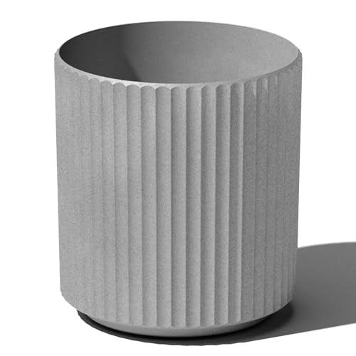 Veradek Demi Series Round Planter for Porch, Patio, Backyard | Durable Plastic-Concrete Material | Modern Décor for Tall Plants, Flowers - color: Gray, size: 12 Inch