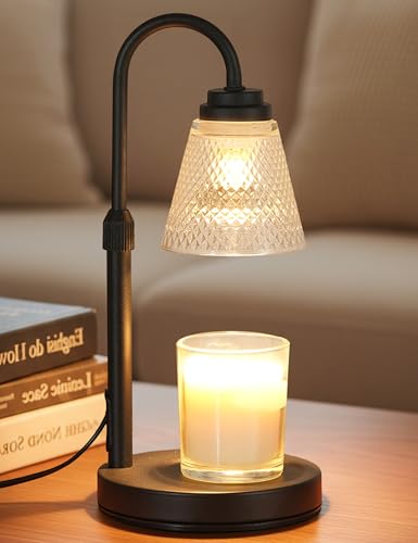 Candle Warmer Lamp with Timer Home Decor Birthday Gifts for Women Mom Her | Dimmable Candle Warmer for Jar Candles, Height Adjustable Wax Melt Warmer, Room Decor Desk Lamp, House Warming Gifts New Home - color: Black