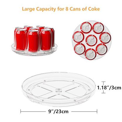 4 Pack 9 Inch Clear Lazy Susan Turntable Organizer, Non-Skid Rotating Tray for Cabinet, Kitchen Pantry Organization and Storage, Acrylic Spinner for Refrigerator, Bathroom Vanity and Spice Rack - size: 9inch - 4 Pack