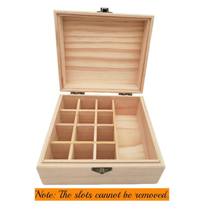 Anktily Unfinished Wooden Storage Organizer Box with Lid, Unpainted Wood Case Box for Small Keepsakes, Jewellery, Tea Bag Holder Case (13 Grids) - style: 13 Grids
