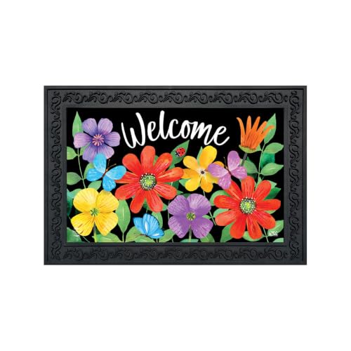 Briarwood Lane Doormat 30x18 Indoor Outdoor Whimsy Flowers Spring for Spring Doormat - color: Whimsy Flowers