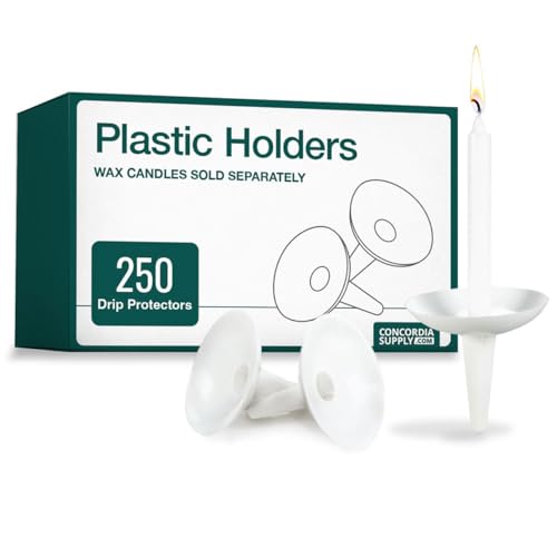 Plastic Candle Holder Drip Protector (Pack of 250) | Reusable Plastic Holders, Wax Catcher, Candlesticks, Candlelight Service Vigil, Memorial, Congregational, Baptism, Christmas - size: Pack of 250