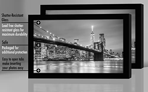 Americanflat 8.5x14 Picture Frame with Shatter-Resistant Glass - Set of 2 - Signature Collection - Gallery-Style Frames Made of Engineered Wood - Picture Frames for Wall Display - Black | Shatter-resistant glass, hangs vertical or horizontal, sawtooth han