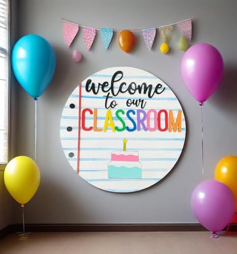 Welcome to Classroom Front Door Decoration Sign, Seasonal Door Sign | 12 inch Interchangeable Wooden Plaque for Classroom/Home, DIY Wall Decor for Christmas Holidays & Back-to-School,13 Patterns