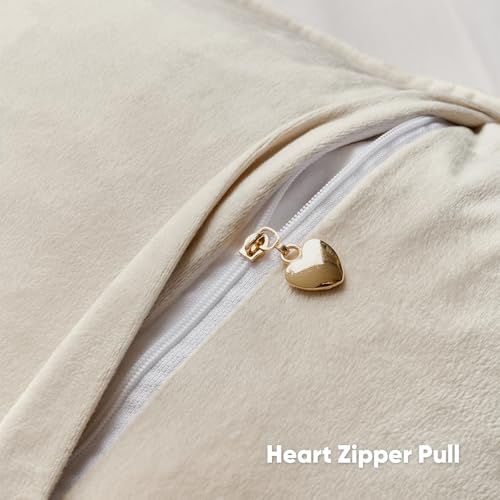 FUTEI Pack of 2 Tweed Chenille Throw Pillow Covers 18x18 Inch, Cream | Premium Chenille Front/ Smooth Velvet Back,Hidden Zipper,Machine Washable,Pilling-Resistant,Colorfast, Insert Not Included. - color: Cream, size: 18" x 18" (Pack of 2)