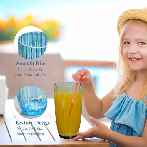Acrylic Clear Highball Plastic Cups | Plastic Reusable Tumblers 20oz (Set of 8) | Stackable | BPA-free Tumblers | Shatterproof | Top-rack Dishwasher Safe - color: Multicolor, size: 20 Ounces