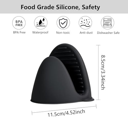 Silicone Oven Mitts Heat Resistant Hot Pot Holders Set for Kitchens - Mini Oven Mittens Silicone Rubber Gloves Small Pot Pinch Grip for Cooking & Baking, 6 Pack Black - color: Black