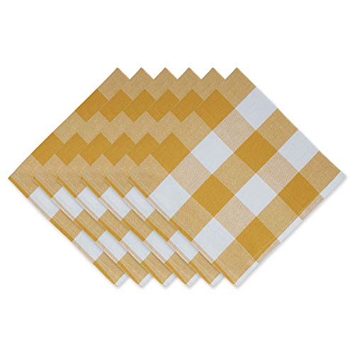 DII Buffalo Check Collection, Classic Farmhouse Cloth Napkin Set, 20x20, Honey Gold, 6 Piece - color: Honey Gold, size: 20" x 20" (Set of 6)