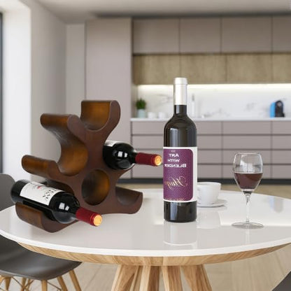 Countertop Wine Rack - 6 Bottle Wooden Wine Rack - Freestanding Wine Bottle Holder Stand - Wine Storage Rack for Cabinet Pantry Bar Kitchen - color: Walnut Brown