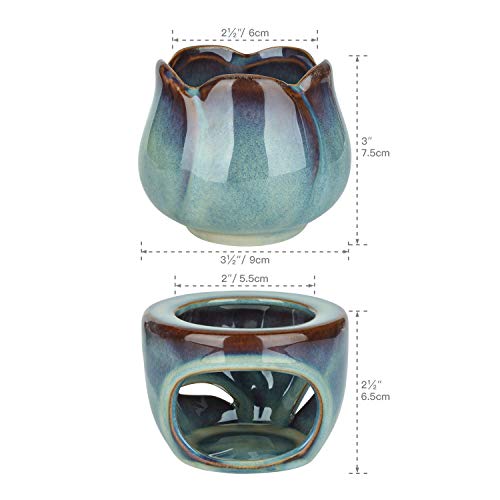 ComSaf Wax Melt Burners Essential Oil Burner Set of 2, Aromatherapy Aroma Burner Ceramic Oil Diffuser Candle Tealight Holder Home Bedroom Decor Christmas Housewarming Gift | Essential Oil Aromatherapy, Scented Wax Melts, Tea Light Tray, Bedroom Home Decor