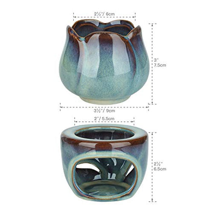 ComSaf Wax Melt Burners Essential Oil Burner Set of 2, Aromatherapy Aroma Burner Ceramic Oil Diffuser Candle Tealight Holder Home Bedroom Decor Christmas Housewarming Gift | Essential Oil Aromatherapy, Scented Wax Melts, Tea Light Tray, Bedroom Home Decor