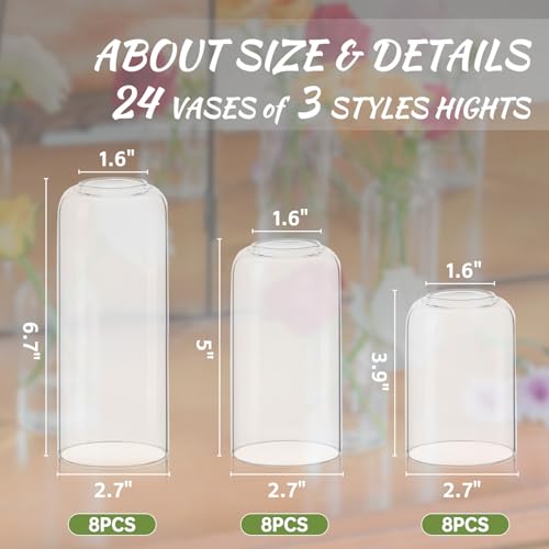 Glass Bud Vases Set of 24 - Clear Flower Vases for Centerpieces, Small Glass Vase Modern Bud Vase for Wedding Party Dining Table Centerpieces, Living Room Decorative, Home Decor - size: 24 Pcs