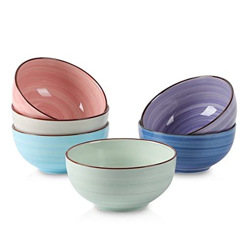 Selamica Ceramic 24 Oz Cereal Bowls Set, Deep Soup Bowls, 5.9 Inch Porcelain Kitchen Bowls for Pasta Salad Dessert Oatmeal Ramen, Microwave Dishwasher Safe, Set of 6, Gradient Color - color: Gradient Color, size: 24 Oz