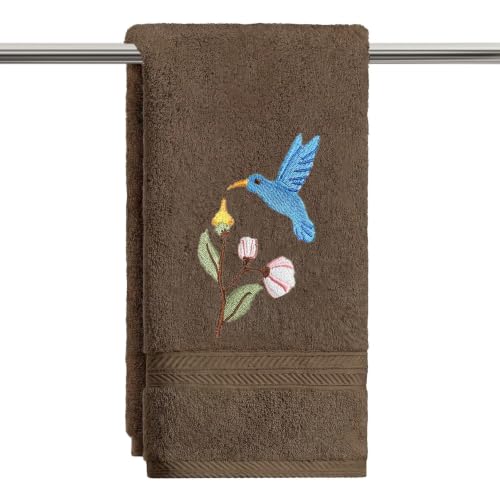 Artoid Mode 1 Pc Brown Bird Floral Embroidered Hand Towels for Bathroom, 100% Cotton Soft Absorbent Farmhouse Decor Towels, 13.7 x 29.5 Inch - color: Brown, size: 13.7" x 29.5", 1PC