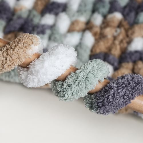 Jumbo Chunky Yarn for Hand Knitting - Super Thick Chenille Chunky Yarn for Crocheting - Extra Soft Bulky Fluffy Blanket Big Yarns 8 Jumbo Pack (27yds,8 oz Each Skein) - color: Stone Moss