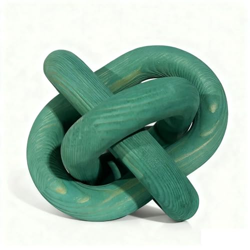 Wood Knot Decor -Coffee Table Decor,Green Decor Shelf Decor | Entry Table Accessorie Boho Rustic Modern Shabby Chic Style Decor 3 Link Wooden Knot Chain Link Decor Hand Carved Home - color: Green