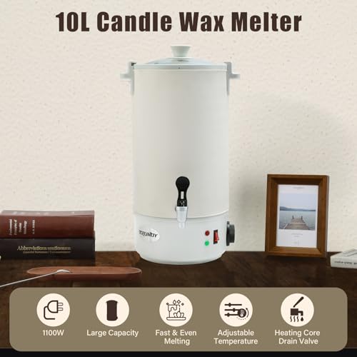 TCFUNDY Candle Making Wax Melter 10L Electric Non-Stick Wax Melting Pot DIY | Candle Making Kit for Adults, Beeswax Soy and Coconut Wax - color: White