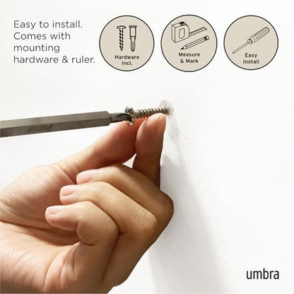 Umbra Flip Coat Rack, Wall Mount Retractable Hooks, 3-Hook, Natural/Nickel | Real wood and steel build, folds flat when not in use, holds coats bags and scarves, easy install - color: Natural/Nickel, size: 3-Hook