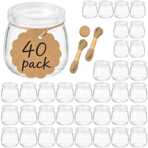 Mini Pudding Jars 40Pack, 4oz Glass Favor Jar with Lids, Candle jars,Yogurt Containers with Lids, Mason Jar,Bath Salt Jars Wedding Favors Honey Pot - color: Glass-40pack-4oz