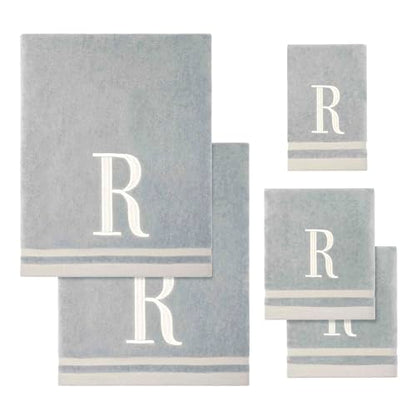 Avanti Linens - Towel Set, Soft & Absorbent Cotton, Embroidered Bathroom Decor, Set of 5 (Monogram Collection, Initial R) - style: R