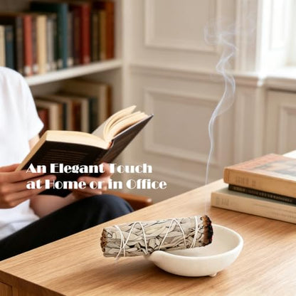 Incense Holder for Sticks Cones Tealight Candles Bricks Sage Palo Santo Multifunctional Incense Burner Bowl with Brass Holders Ceramic Incense Stick Holder with Ash Catcher - size: 4'' Ceramic Bowl & Holders