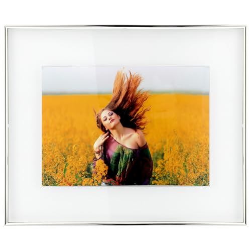 Wall Floating Frame, 10"×12", Silver, Wall Mounting or Wall Leaning, For Photo 9×11, 8×10, 7×9, 6×8, Classy For Wedding, Anniversary, Home or Office Décor - color: Silver, size: 10"×12"